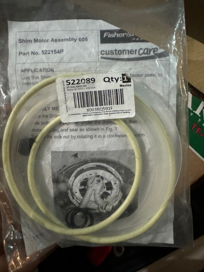 522089 FISHER PAYKEL KIT SEAL WASH 605 OEM 522089