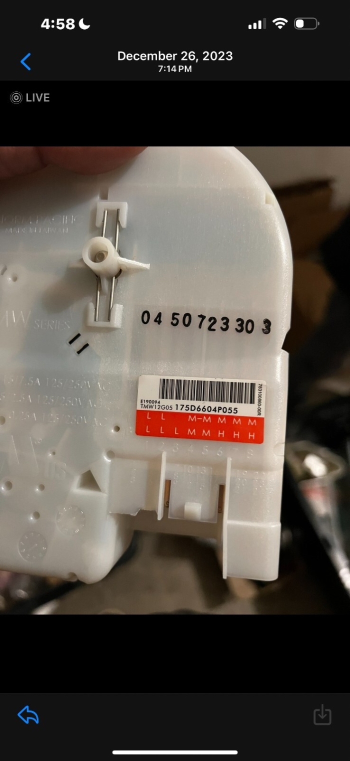 175D6604P055 Washer Timer 4379258 TMW12G05